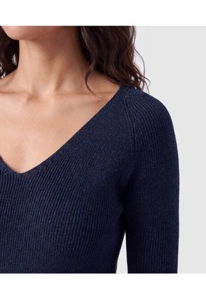 Saco Tejido Escote V Para Mujer Para Mujer Azul Patprimo