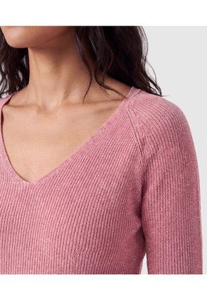 Saco Tejido Escote V Para Mujer Para Mujer Rosa Patprimo