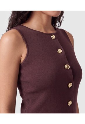 Chaleco Tejido Con Botones Para Mujer Para Mujer Café Patprimo