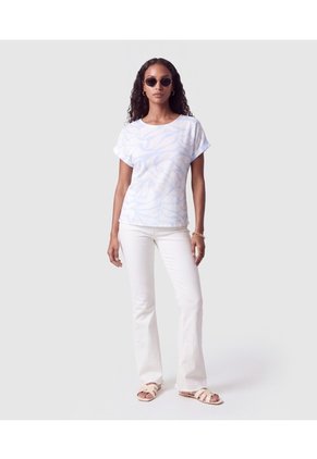 Blusa Manga Corta Dobladillo Para Mujer Para Mujer Azul Patprimo