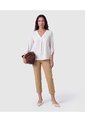 Blusa Escote V Con Pliegue Para Mujer  Para Mujer Blanco Patprimo de Patprimo