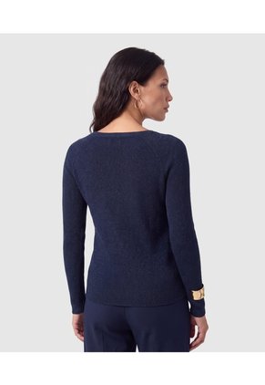 Saco Tejido Escote V Para Mujer Para Mujer Azul Patprimo