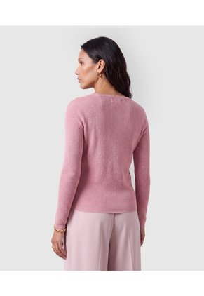 Saco Tejido Escote V Para Mujer Para Mujer Rosa Patprimo