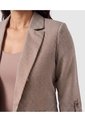 Blazer Manga Larga Con Botón Para Mujer  Para Mujer Beige Patprimo de Patprimo