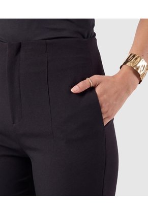 Pantalón Tiro Alto Con Costuras Para Mujer  Para Mujer Negro Patprimo