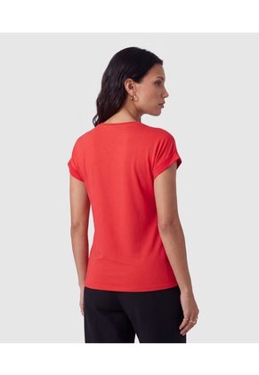 Camiseta Manga Corta Con Dobladillo Mujer  Para Mujer Rojo Patprimo