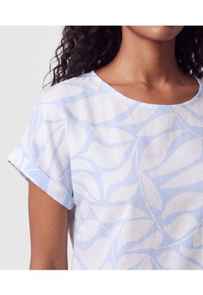 Blusa Manga Corta Dobladillo Para Mujer Para Mujer Azul Patprimo