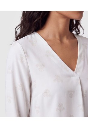 Blusa Escote V Con Pliegue Para Mujer  Para Mujer Blanco Patprimo