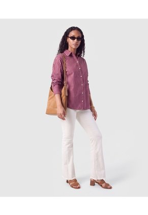 Camisa Manga Larga Hombro Caído Para Mujer Para Mujer Vino Patprimo