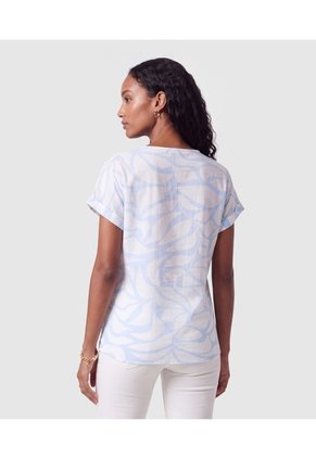 Blusa Manga Corta Dobladillo Para Mujer Para Mujer Azul Patprimo
