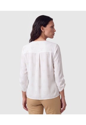 Blusa Escote V Con Pliegue Para Mujer  Para Mujer Blanco Patprimo