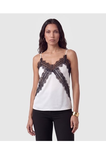 Blusa Lencera Con Encaje Para Mujer  Para Mujer Blanco Patprimo