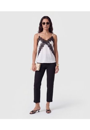 Blusa Lencera Con Encaje Para Mujer  Para Mujer Blanco Patprimo
