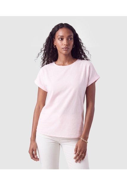 Blusa Manga Corta Dobladillo Para Mujer  Para Mujer Rosa Patprimo