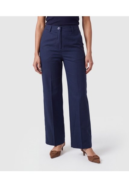 Pantalón Bota Ancha Tiro Alto Para Mujer  Para Mujer Azul Patprimo