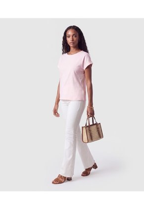 Blusa Manga Corta Dobladillo Para Mujer  Para Mujer Rosa Patprimo