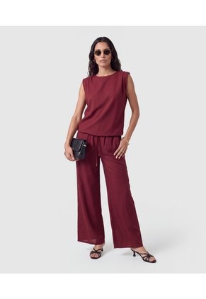 Blusa Sin Mangas Con Hombreras Para Mujer  Para Mujer Vino Patprimo