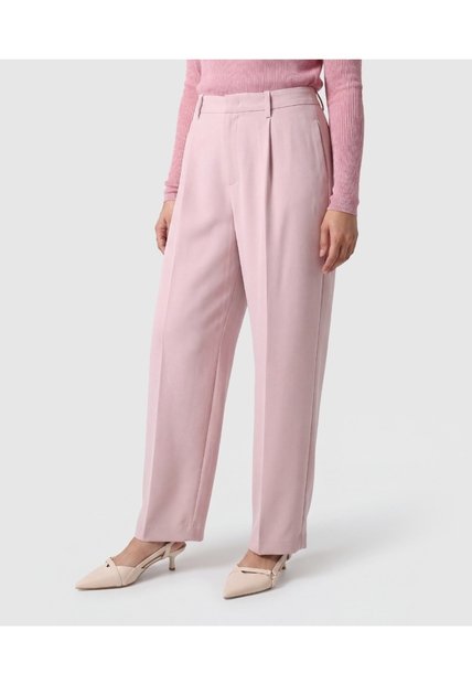 Pantalón Tiro Alto Con Pinzas Para Mujer  Para Mujer Rosa Patprimo