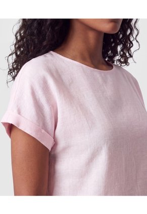 Blusa Manga Corta Dobladillo Para Mujer  Para Mujer Rosa Patprimo