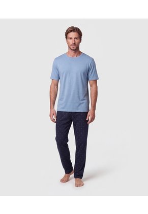 Pijama Manga Corta Y Pantalón Para Hombre  Para Hombre Azul Patprimo
