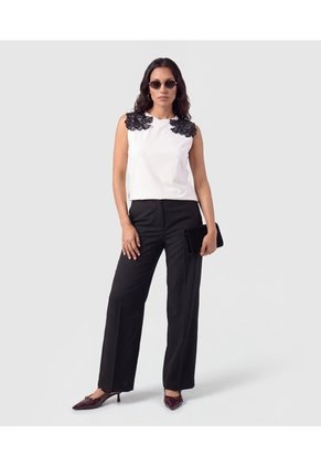 Pantalón Bota Ancha Tiro Alto Para Mujer  Para Mujer Negro Patprimo