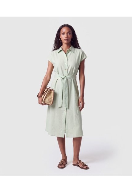 Vestido Camisero Con Cinturón Para Mujer  Para Mujer Verde Patprimo