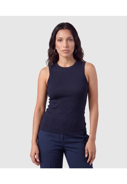 Camiseta Sin Mangas Unicolor Para Mujer  Para Mujer Azul Patprimo