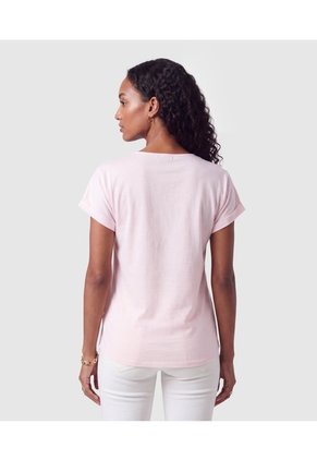 Blusa Manga Corta Dobladillo Para Mujer  Para Mujer Rosa Patprimo