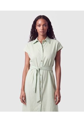 Vestido Camisero Con Cinturón Para Mujer  Para Mujer Verde Patprimo