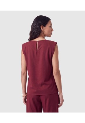 Blusa Sin Mangas Con Hombreras Para Mujer  Para Mujer Vino Patprimo