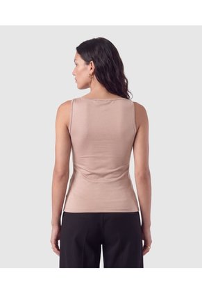 Camiseta Sin Mangas Unicolor Para Mujer  Para Mujer Beige Patprimo