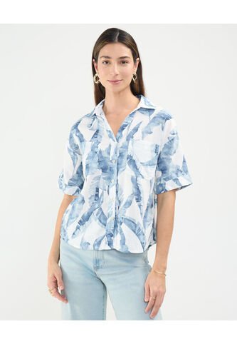 Camisa Para Mujer Manga Corta Color Azul  Marca Patprimo #30010678 Patprimo