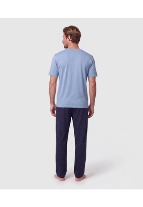 Pijama Manga Corta Y Pantalón Para Hombre  Para Hombre Azul Patprimo