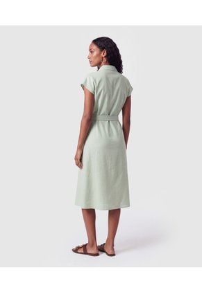 Vestido Camisero Con Cinturón Para Mujer  Para Mujer Verde Patprimo