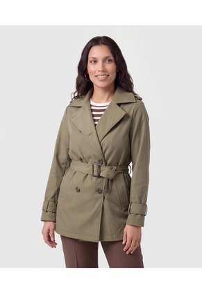 Chaqueta Cruzada Con Cinturón Para Mujer Para Mujer Verde Patprimo