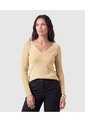 Saco Tejido Escote V Para Mujer  Para Mujer Dorado Patprimo de Patprimo