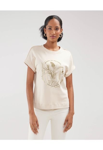 Camiseta Para Mujer Manga Corta Color Beige Marca Patprimo #30093518