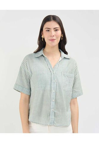 .Camisa De Mujer Manga Corta Marca Patprimo Gris #30010678 Patprimo