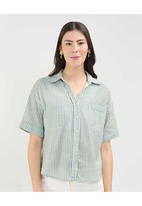 .Camisa De Mujer Manga Corta Marca Patprimo Gris #30010678