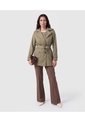 Chaqueta Cruzada Con Cinturón Para Mujer  Para Mujer Verde Patprimo de Patprimo