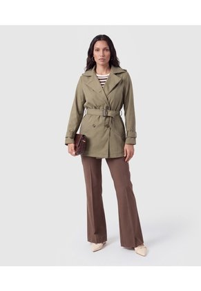 Chaqueta Cruzada Con Cinturón Para Mujer Para Mujer Verde Patprimo