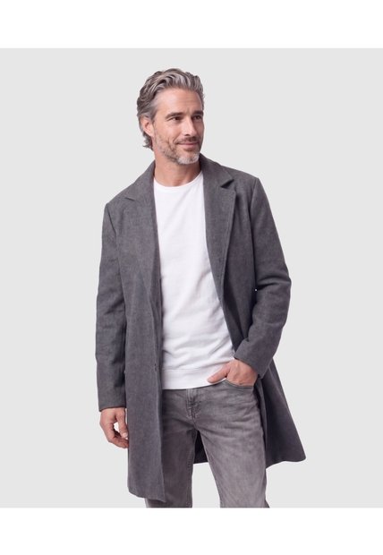 Abrigo Largo Con Solapa Para Hombre  Para Hombre Gris Patprimo