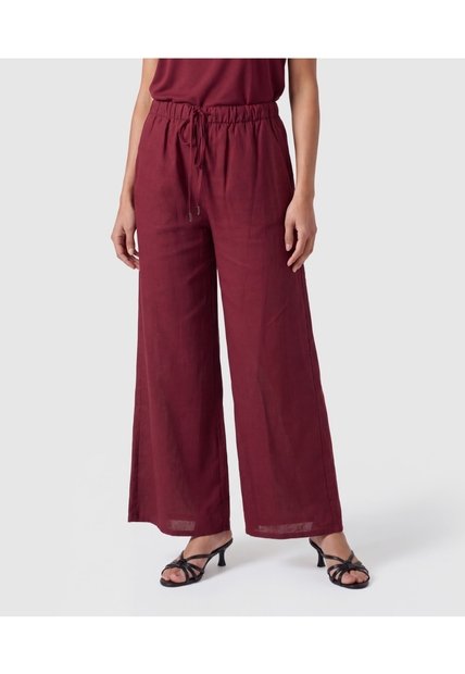 Pantalón Bota Ancha Con Cordón Para Mujer  Para Mujer Vino Patprimo