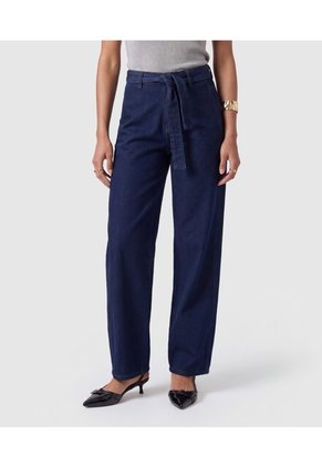 Jean Fit Barrel Con Cinturón Para Mujer Para Mujer Azul Patprimo
