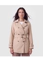 Chaqueta Cruzada Con Cinturón Para Mujer  Para Mujer Beige Patprimo de Patprimo