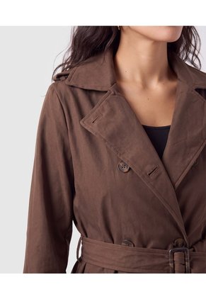 Chaqueta Cruzada Con Cinturón Para Mujer Para Mujer Café Patprimo