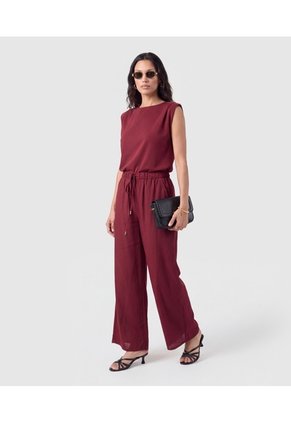 Pantalón Bota Ancha Con Cordón Para Mujer Para Mujer Vino Patprimo