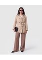Chaqueta Cruzada Con Cinturón Para Mujer  Para Mujer Beige Patprimo de Patprimo