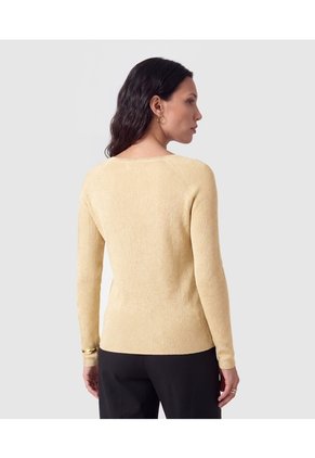 Saco Tejido Escote V Para Mujer Para Mujer Dorado Patprimo