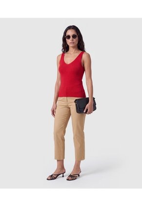 Camiseta Sin Mangas Cuello V Para Mujer  Para Mujer Rojo Patprimo